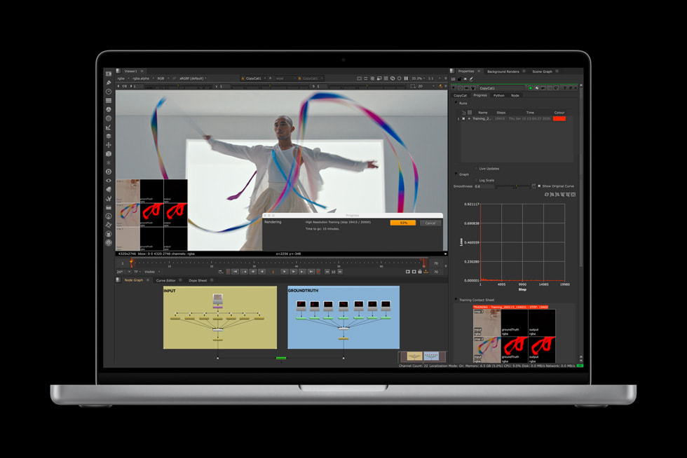 Rendimiento profesional MacBook Pro M5 Pro MacBook Pro M5 Pro trabajando con NukeX