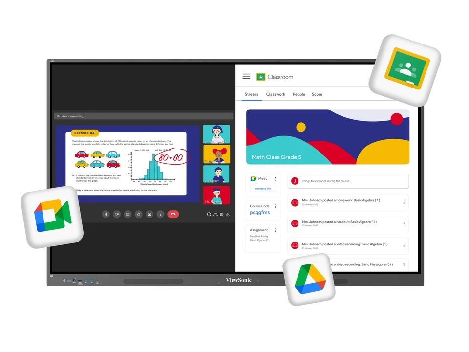 ViewSonic IFP8634 Google Classroom Meet y Drive