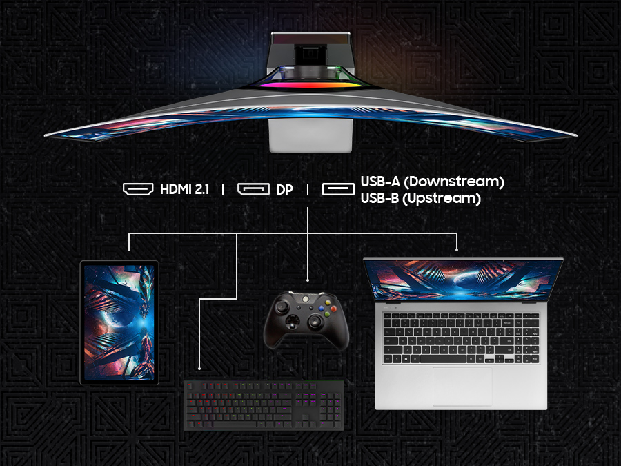 Samsung Odyssey OLED G8 G85SD conectividad HDMI DisplayPort USB