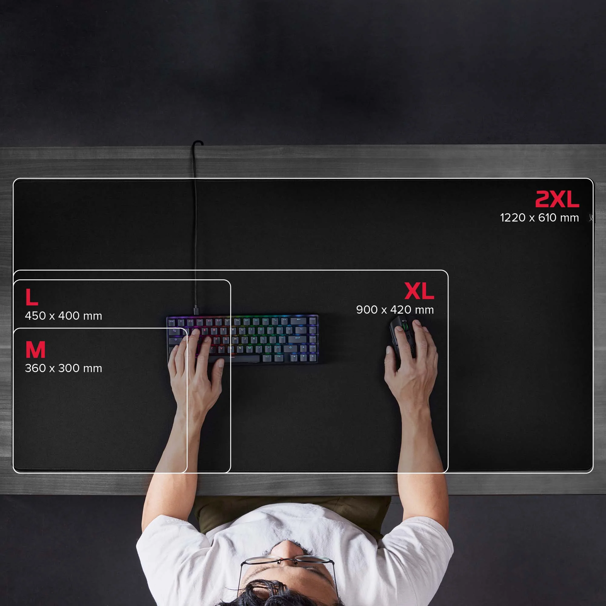 HyperX Pulsefire Mat disponible en distintos tamaños, versión XL
