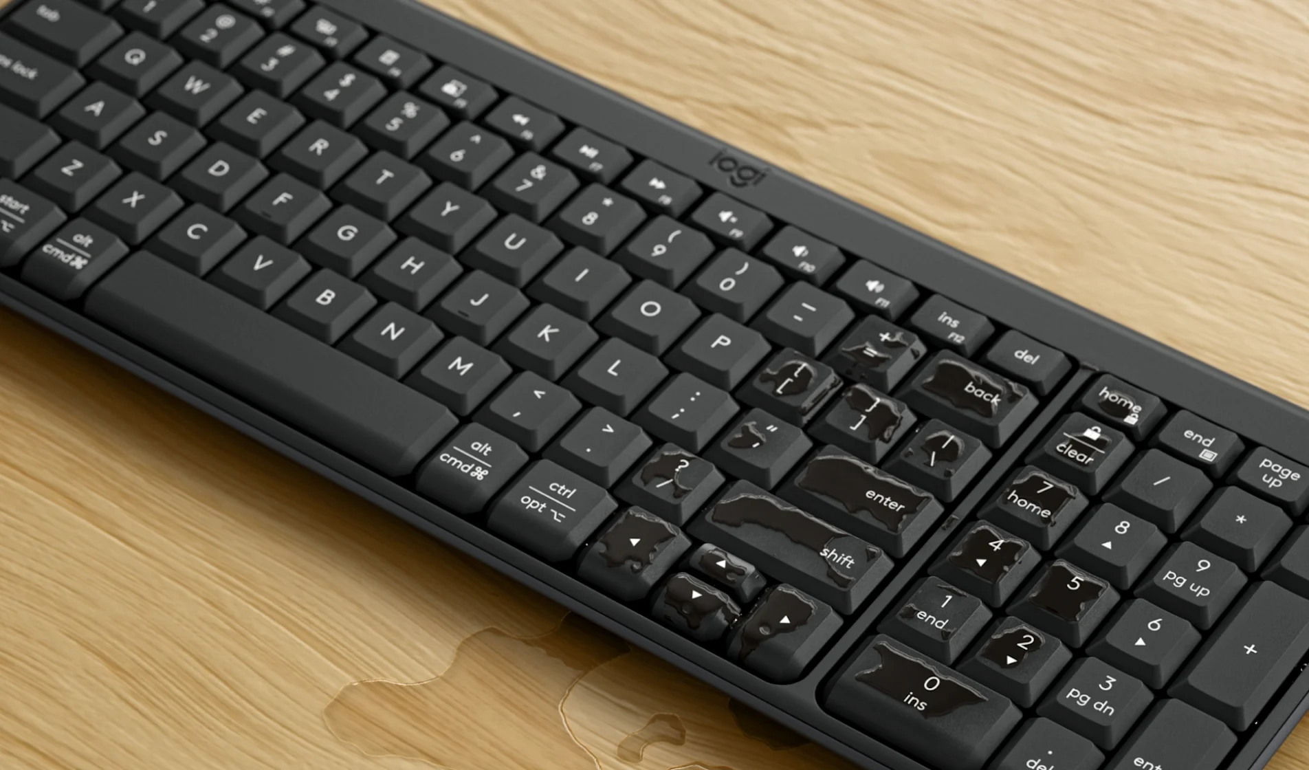 Logitech K250 Grafito detalle de uso diario