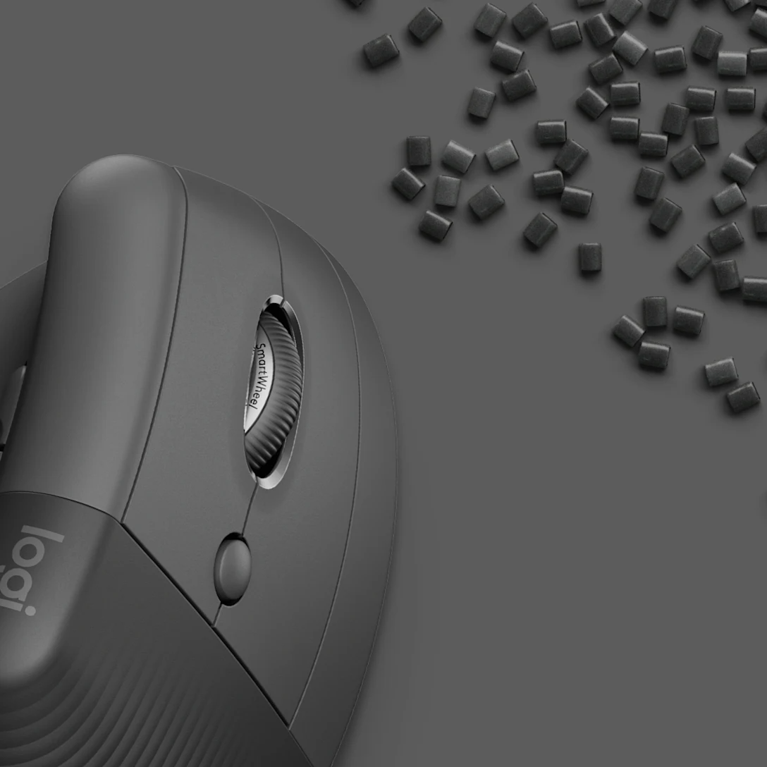 Logitech Lift grafito información de sostenibilidad y materiales