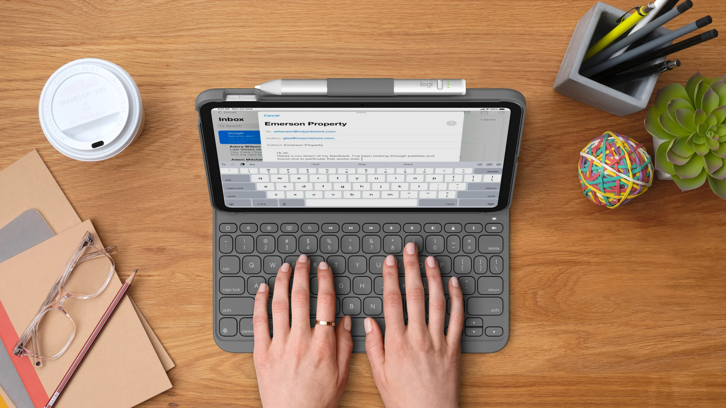 Funda con teclado Logitech Slim Folio Oxford Grey para iPad