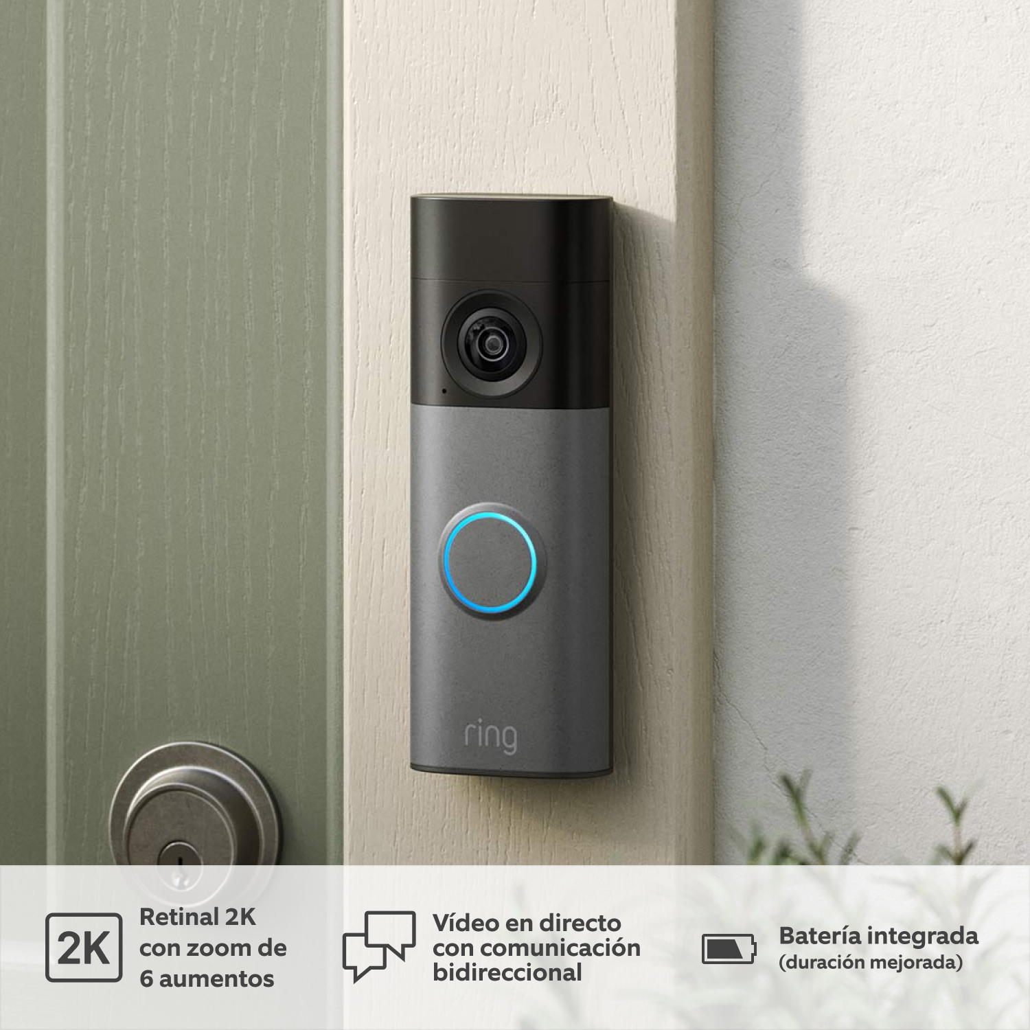 Ring Battery Doorbell 4ª Gen video 2K y vigilancia de entrada