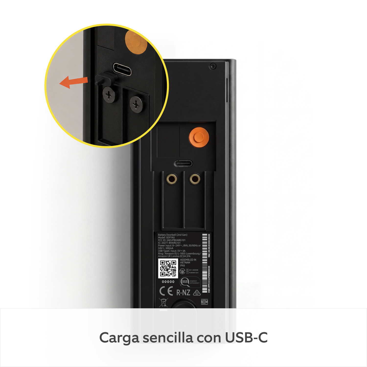 Ring Battery Doorbell 4ª Gen carga de batería integrada mediante USB-C