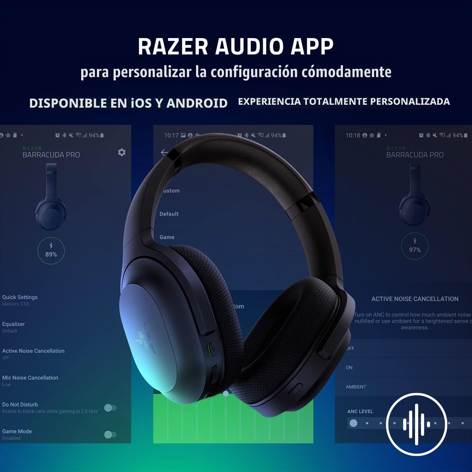 Razer Barracuda Black, imagen de galería para ilustrar el sonido y micrófonos integrados