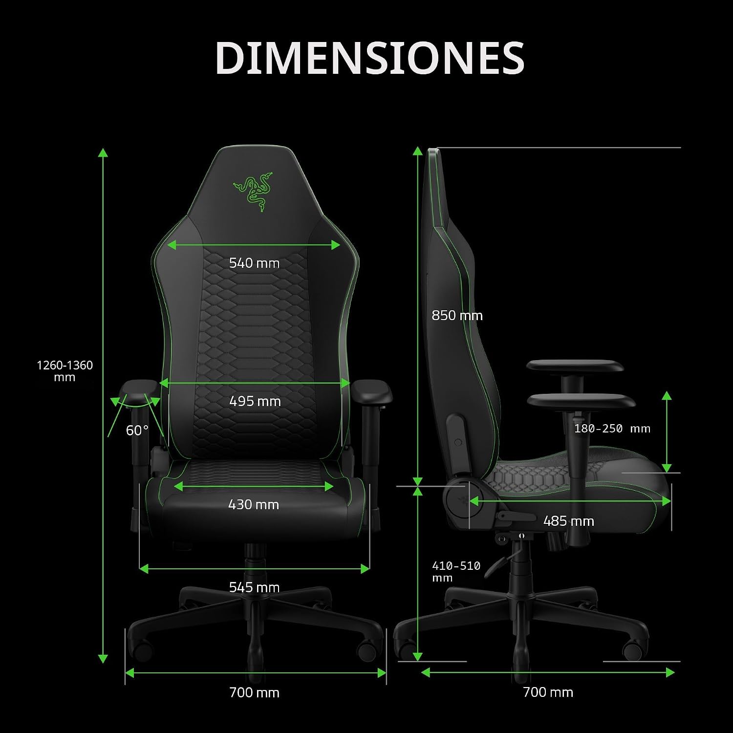 Razer Iskur V2 X NewGen negra y verde, imagen de galería