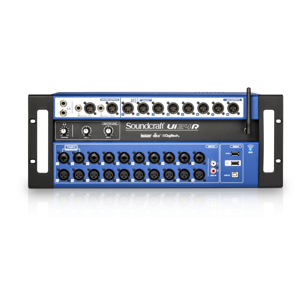 Soundcraft Ui24R, vista de entradas y salidas del panel
