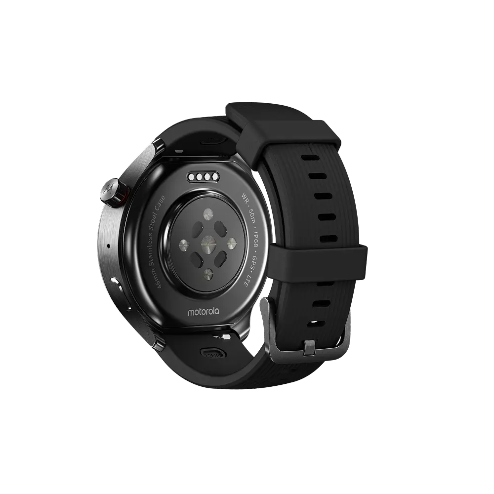 Moto Watch Ultra, parte posterior y sensores integrados