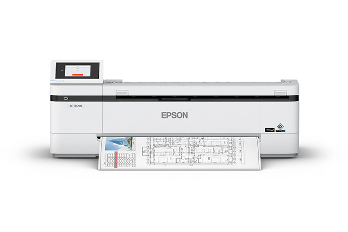 Epson SureColor T3170M con plano impreso, vista frontal oficial