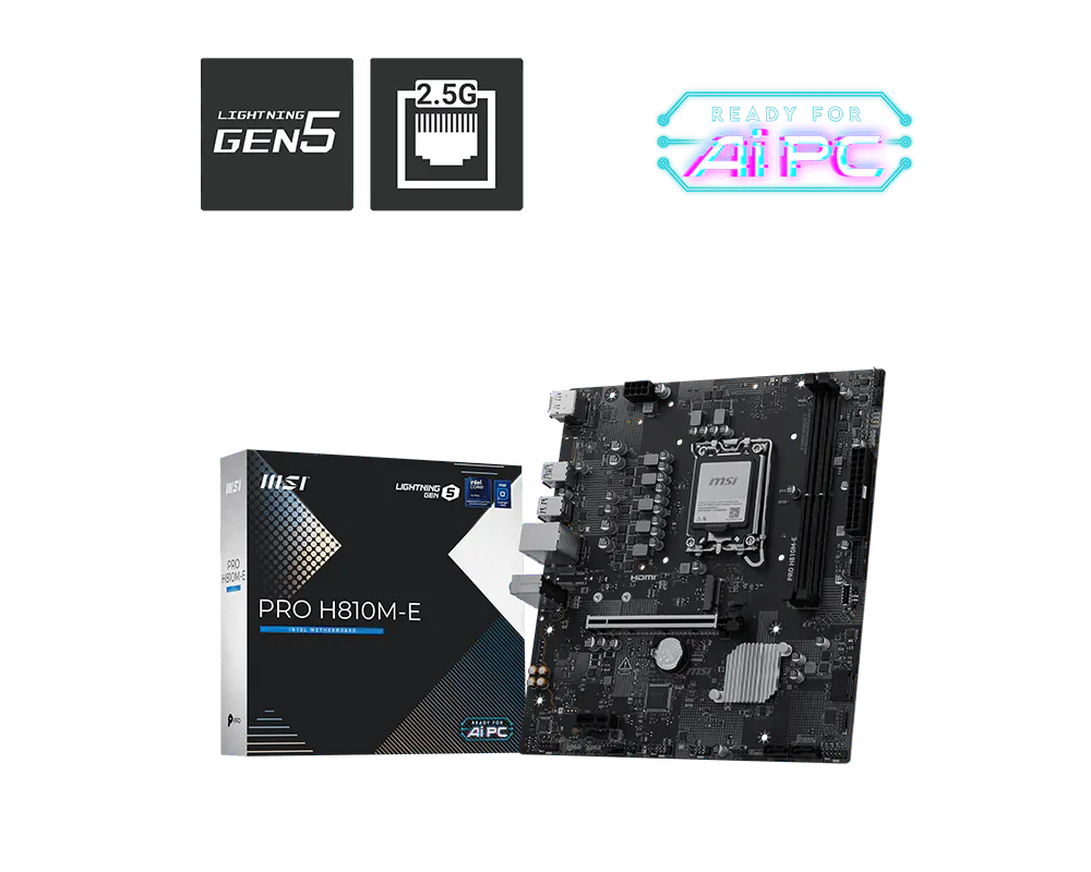 MSI PRO H810M-E placa y caja comercial