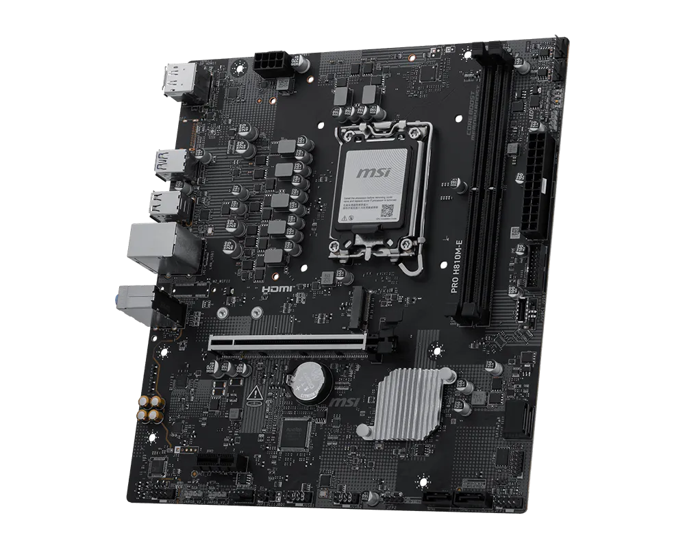 MSI PRO H810M-E detalle de ranuras y componentes