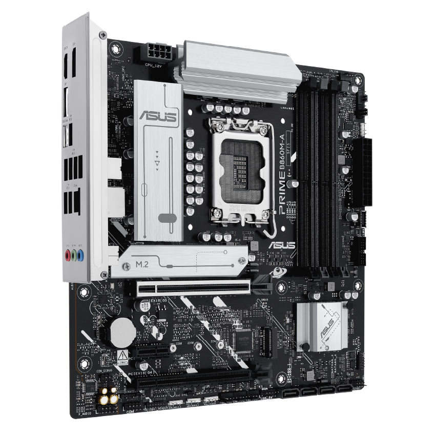 ASUS PRIME B860M-A, vista del socket y zona de alimentación Intel LGA1851