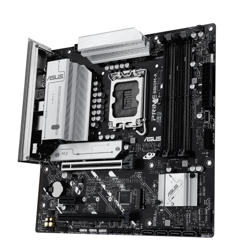 ASUS PRIME B860M-A, detalle de cuatro ranuras DDR5
