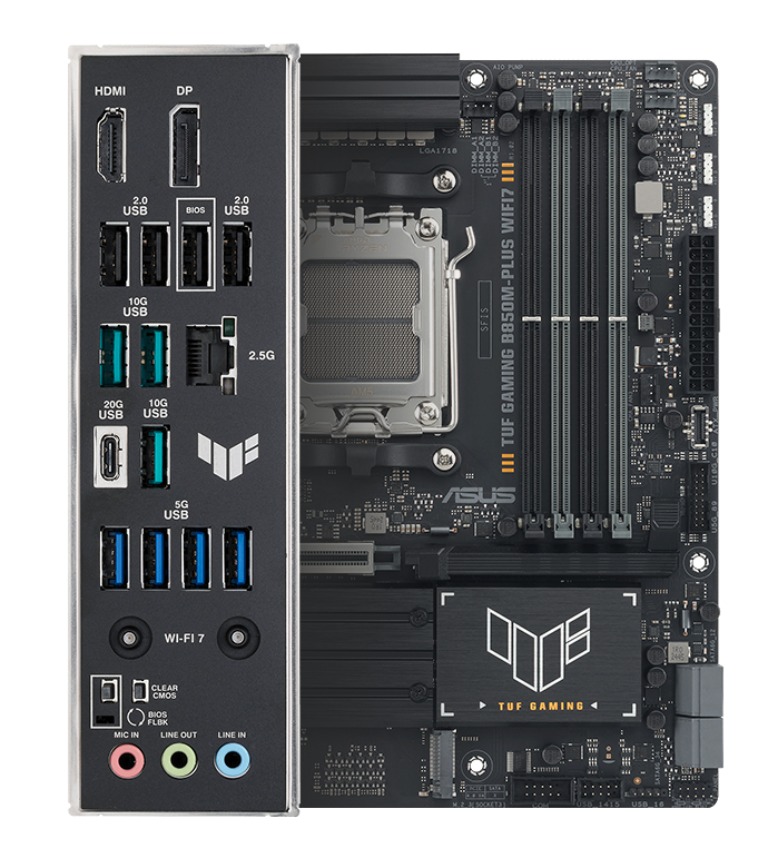 Diagrama de conexiones y componentes ASUS TUF GAMING B850M-PLUS WIFI7