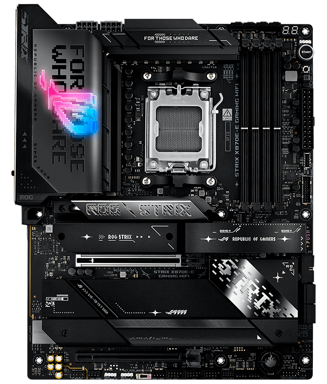 ASUS ROG STRIX X870E-E GAMING WIFI, vista frontal de la placa madre