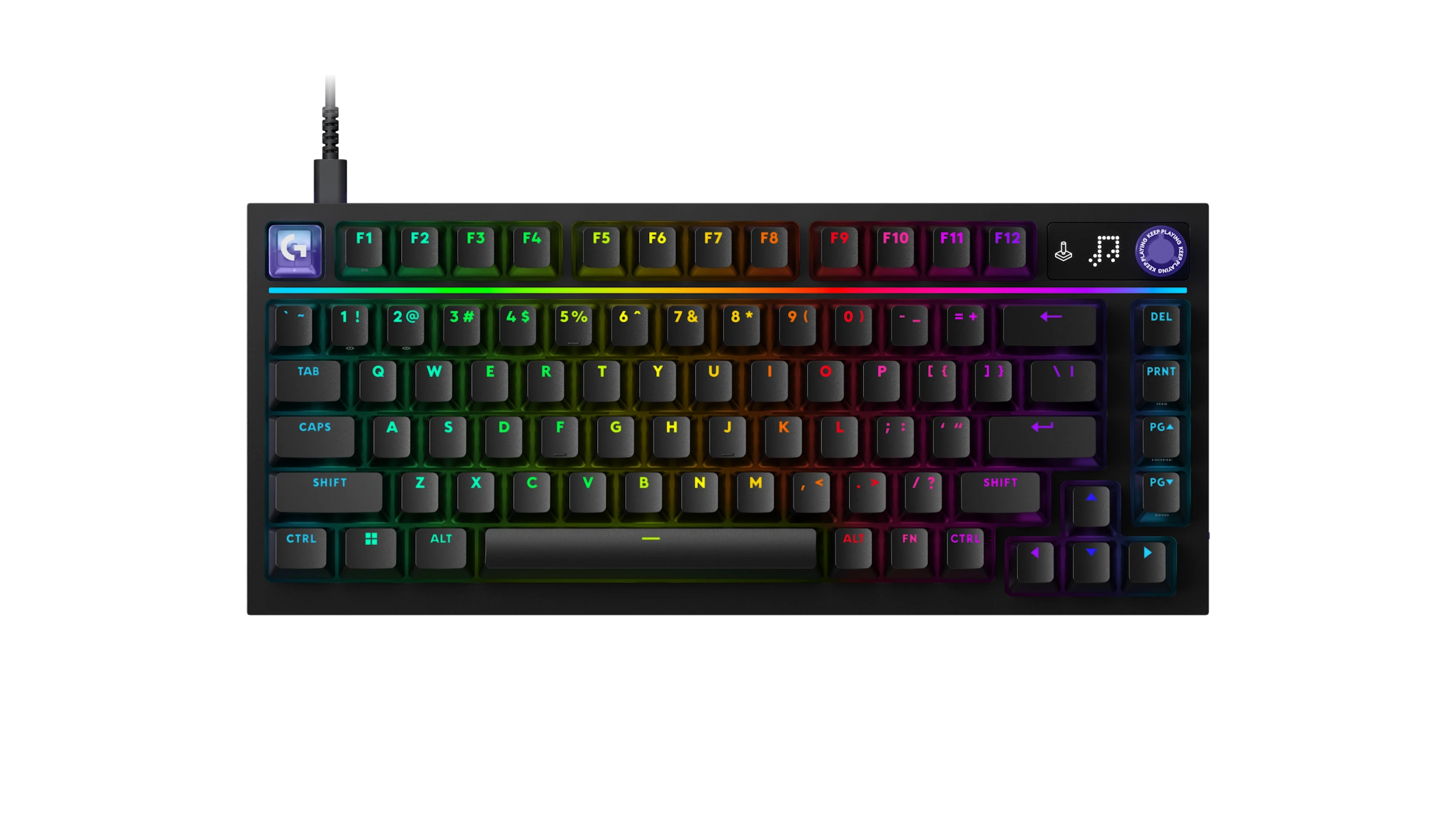 Logitech G316 X 75 negro vista superior, diseño compacto y teclado mecánico