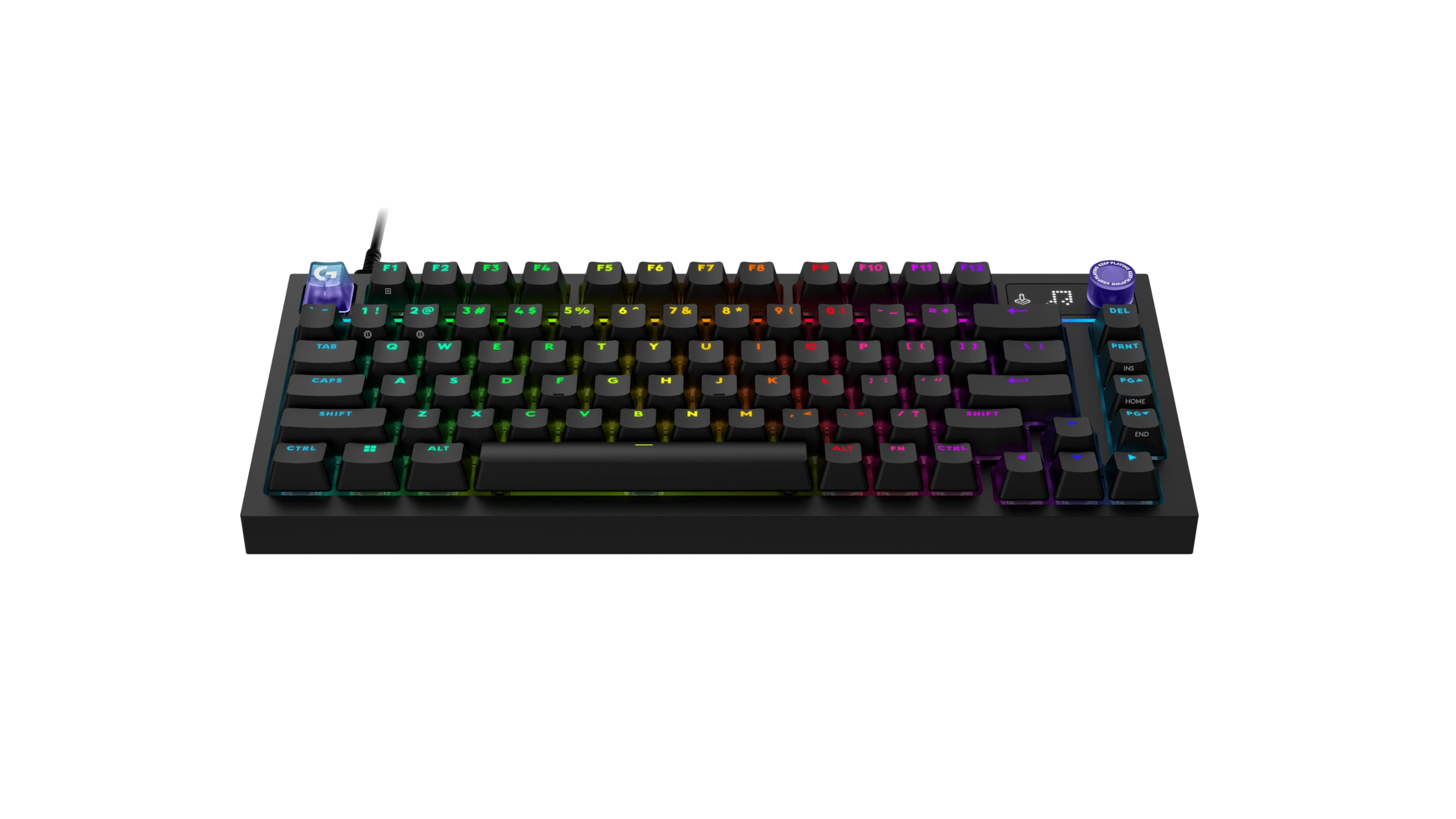 Logitech G316 X 75 negro iluminación RGB y perspectiva de escritura