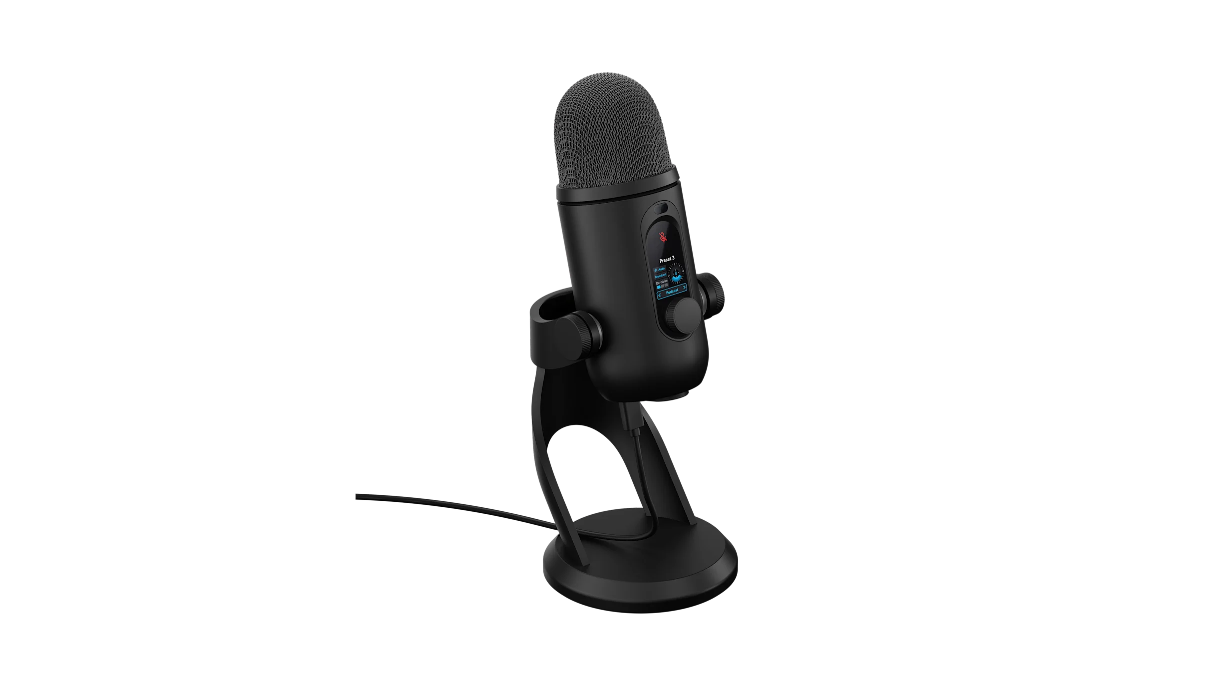 Logitech G YETI 2 Negro, vista del micrófono y sus controles