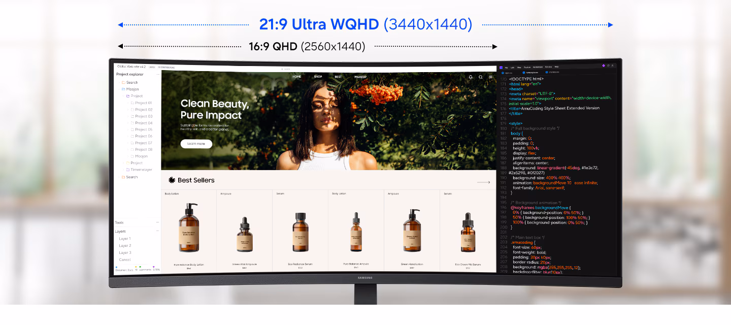 Uso ultrapanorámico para productividad con el Samsung ViewFinity S5