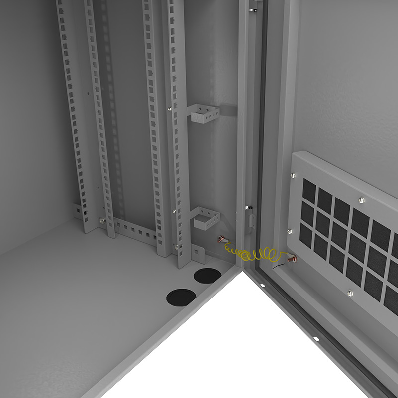 Interior del gabinete Nexxt Solutions con rieles de montaje
