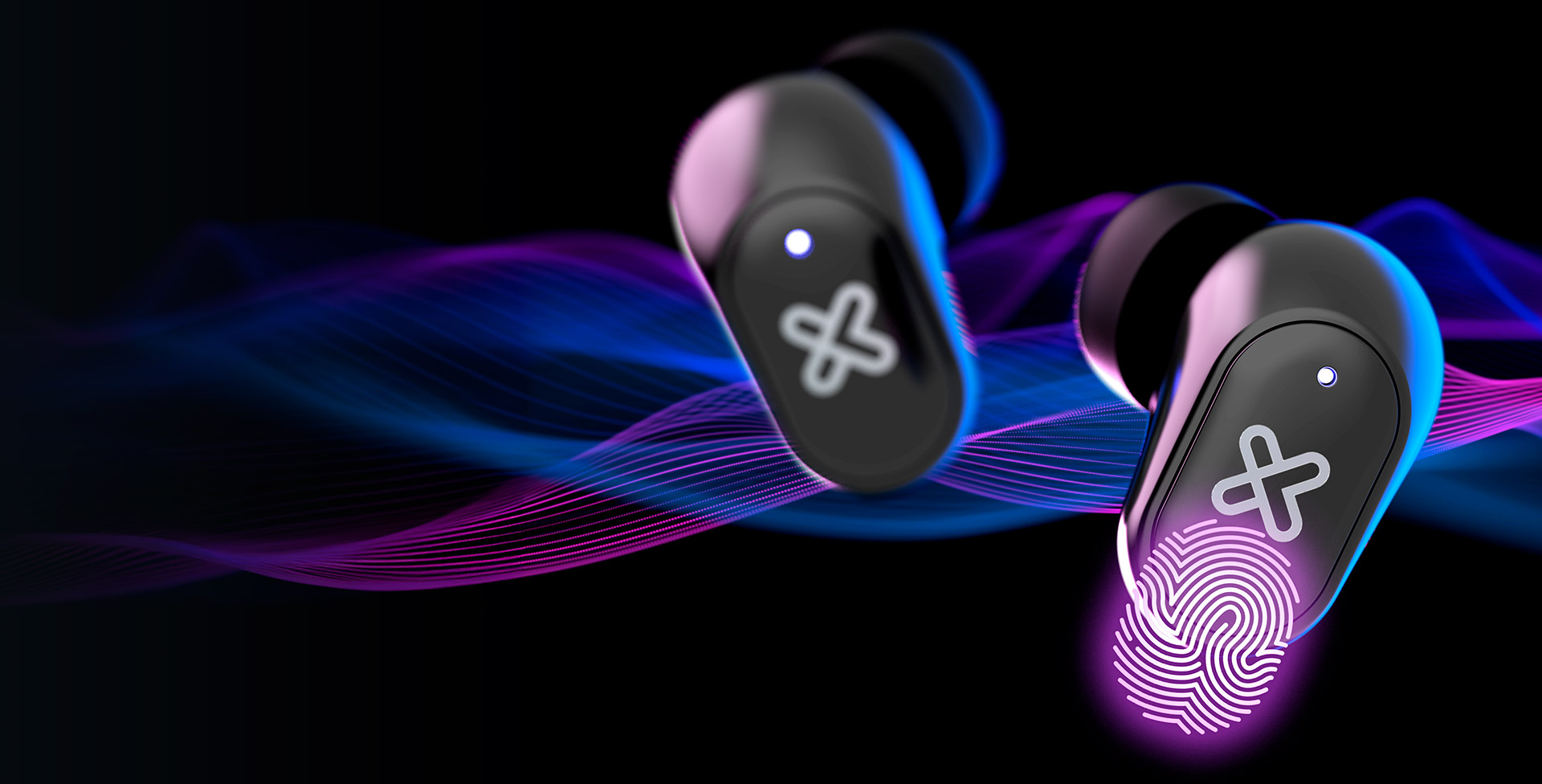 Imagen lifestyle ilustrativa de controles táctiles de los QuanBuds KTE-011