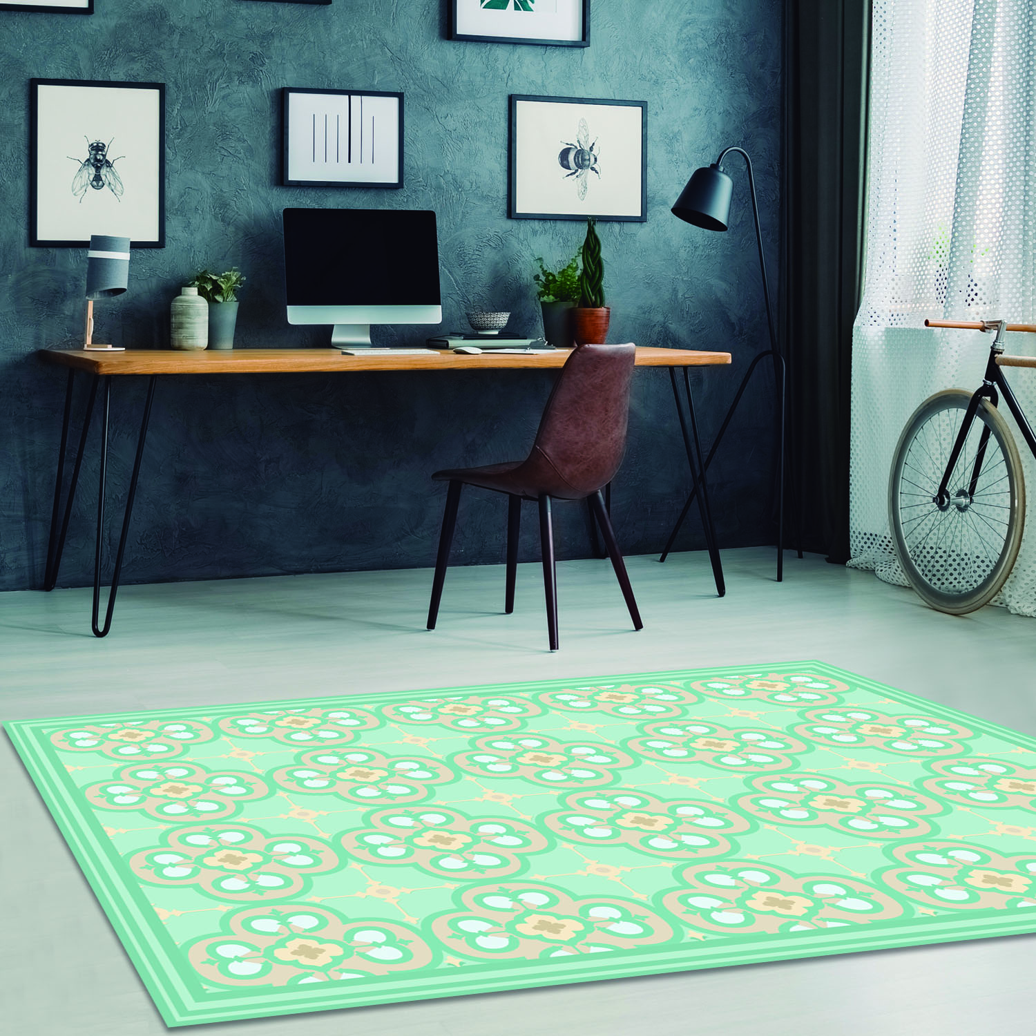 Flor Árabe Turquesa - Alfombra Deco: DAVANTI