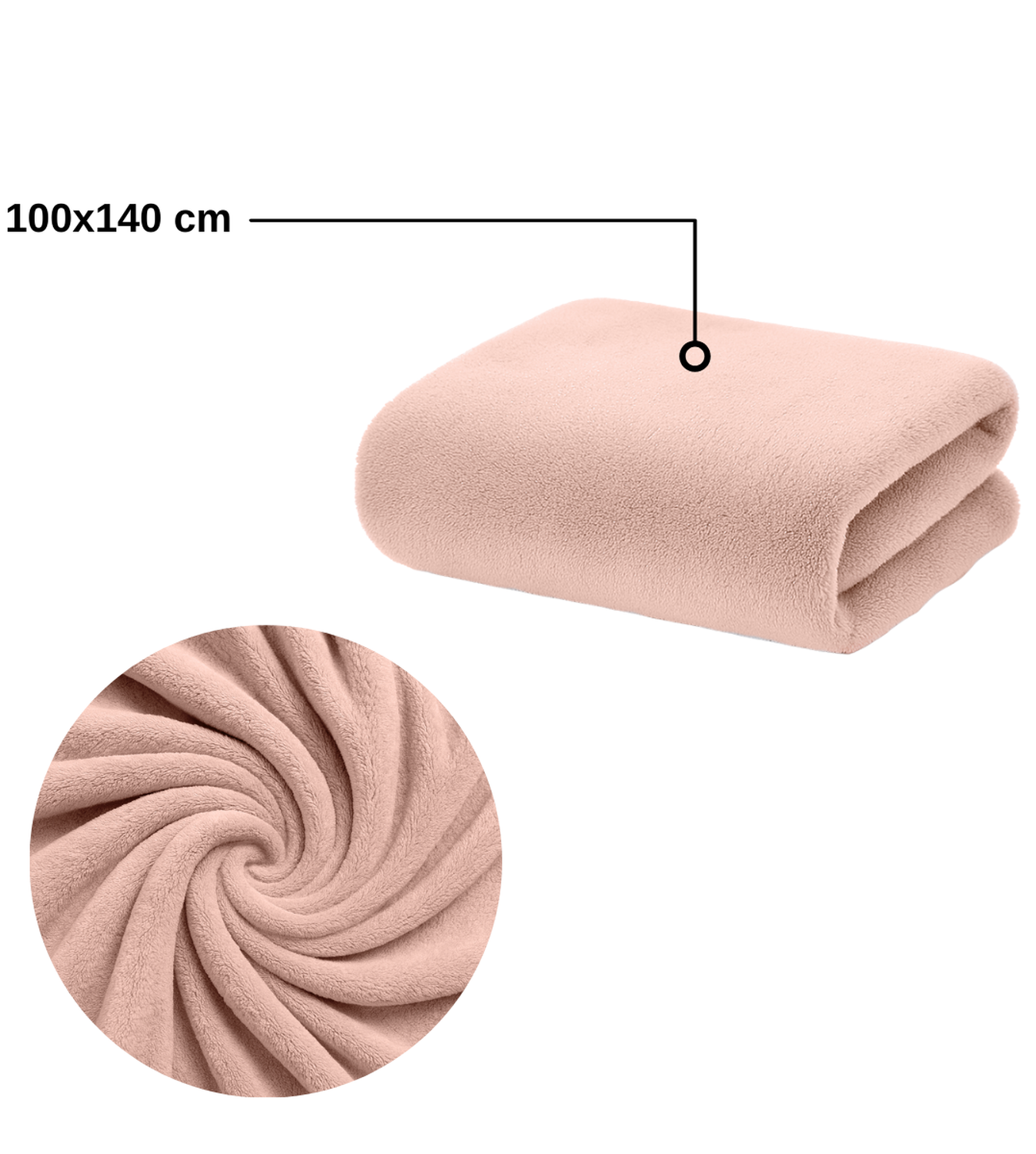 Toalla rosa: esquema de 100 por 140 centímetros