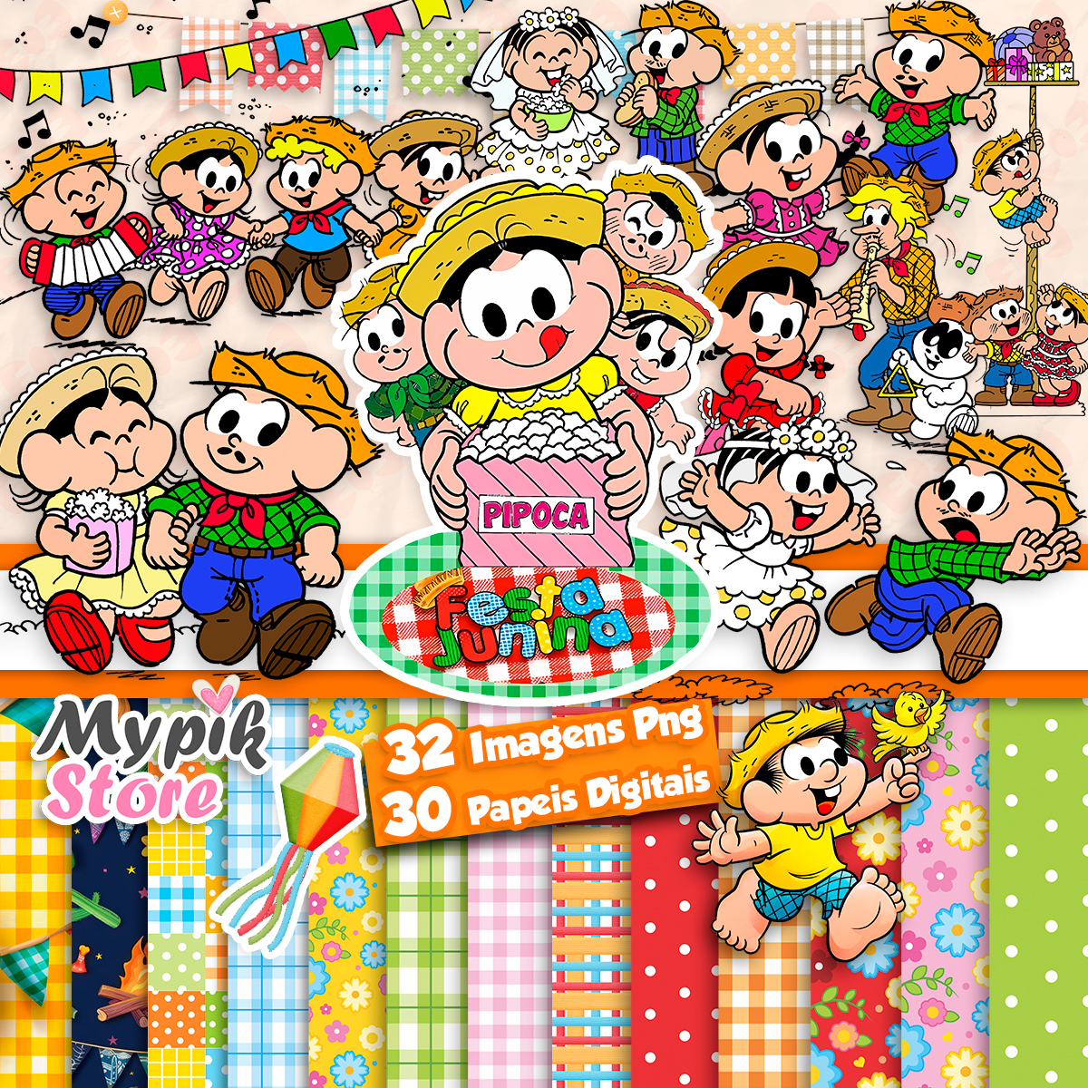 Mockup Kit Digital Festa Junina Turma da Mônica