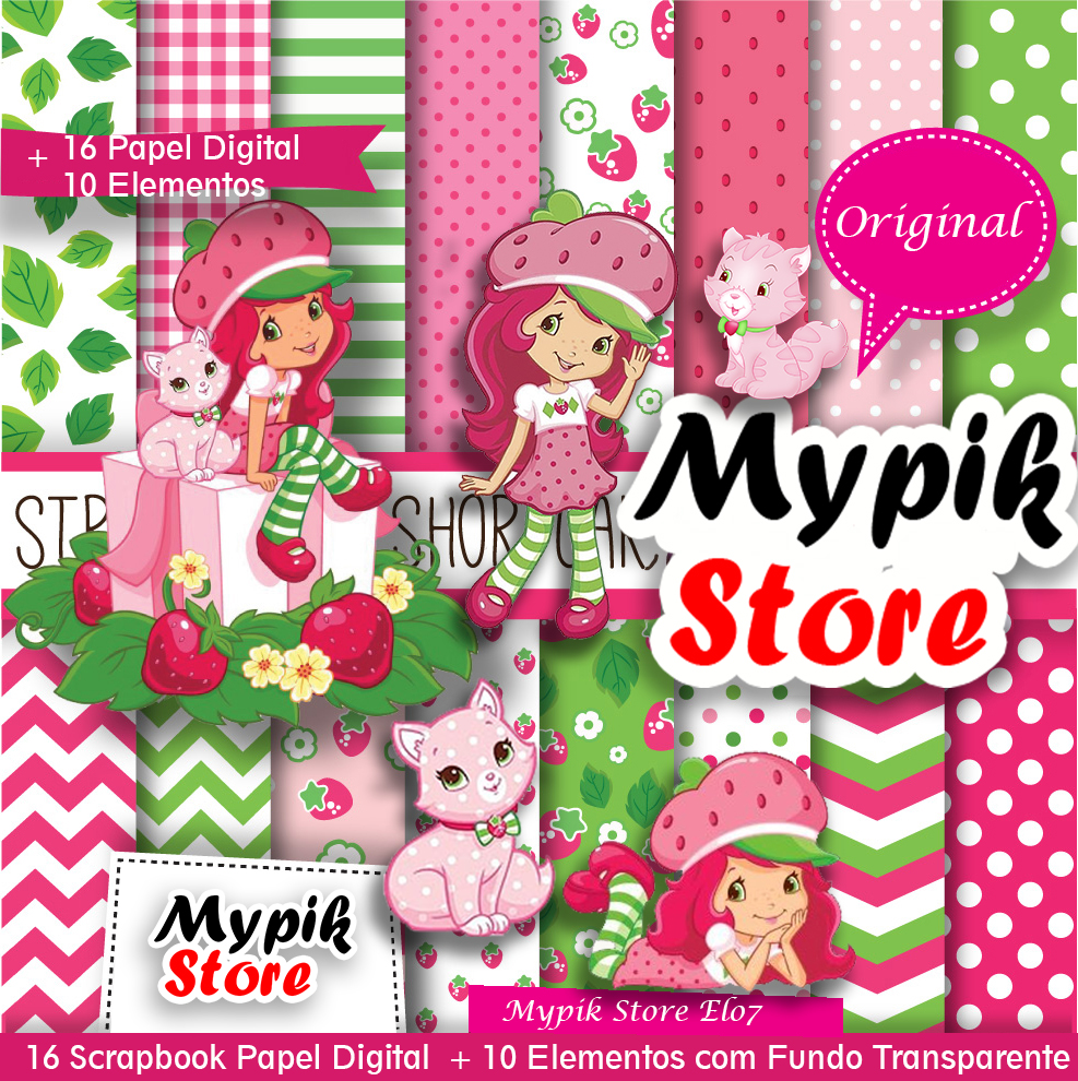 Kit Papel Digital Moranguinho - 43 | Mypik Store | Scrapbook