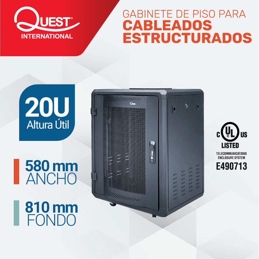 Gabinete de Piso 20U | Ancho: 580 mm • Fondo: 810 mm