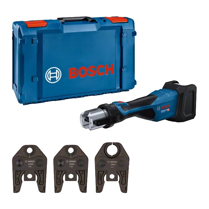 Ferramenta de prensagem sem fio GPT 18V-32 + SET 3 Mordentes U 16 / 20 / 25 BOSCH