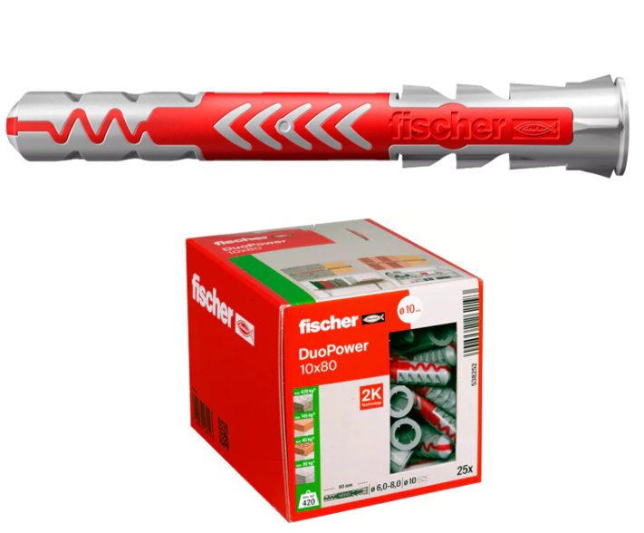 25 Un. Bucha Nylon DuoPower Ø10mm x 80mm 538252 FISCHER
