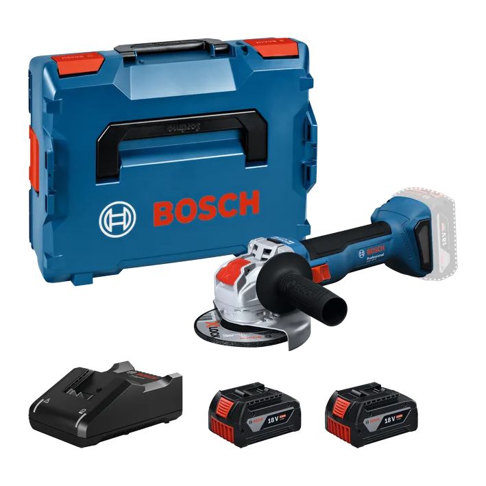 Rebarbadora sem fio X-LOCK GWS 18V-8 (125) + 2 Baterias 18V 4.0Ah BOSCH