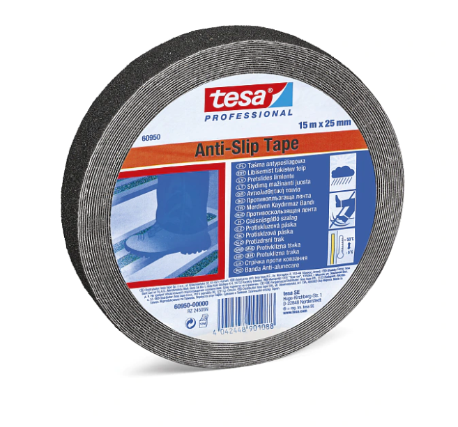 Rolo Fita Anti-Derrapante Preto 25 mm x 15 mts. 60950 TESA