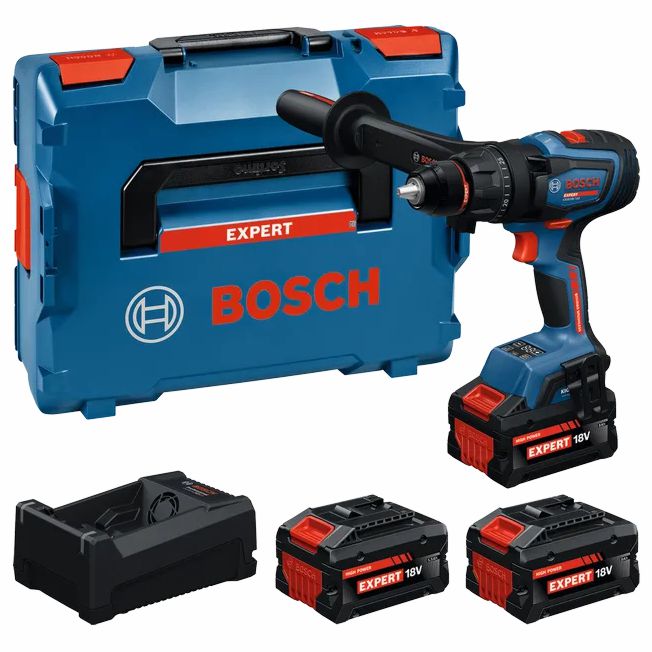 Aparafusadora/Berbequim com percussão sem fio EXPERT EXSB18V-150 + 3 baterias EXBA18V (2x 8.0Ah + 1x 5.5Ah) + Mala L-BOXX BOSCH