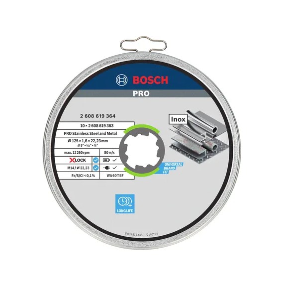 Disco abrasivo colado Ø125mm PRO Stainless Steel and Metal (10 unids) BOSCH