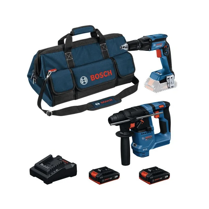 Conjunto sem fio Aparafusadora gesso cartonado GTB 18V-45 + Martelo perfurador GBH 18V-18 + 2 Baterias 18V 2.0Ah BOSCH