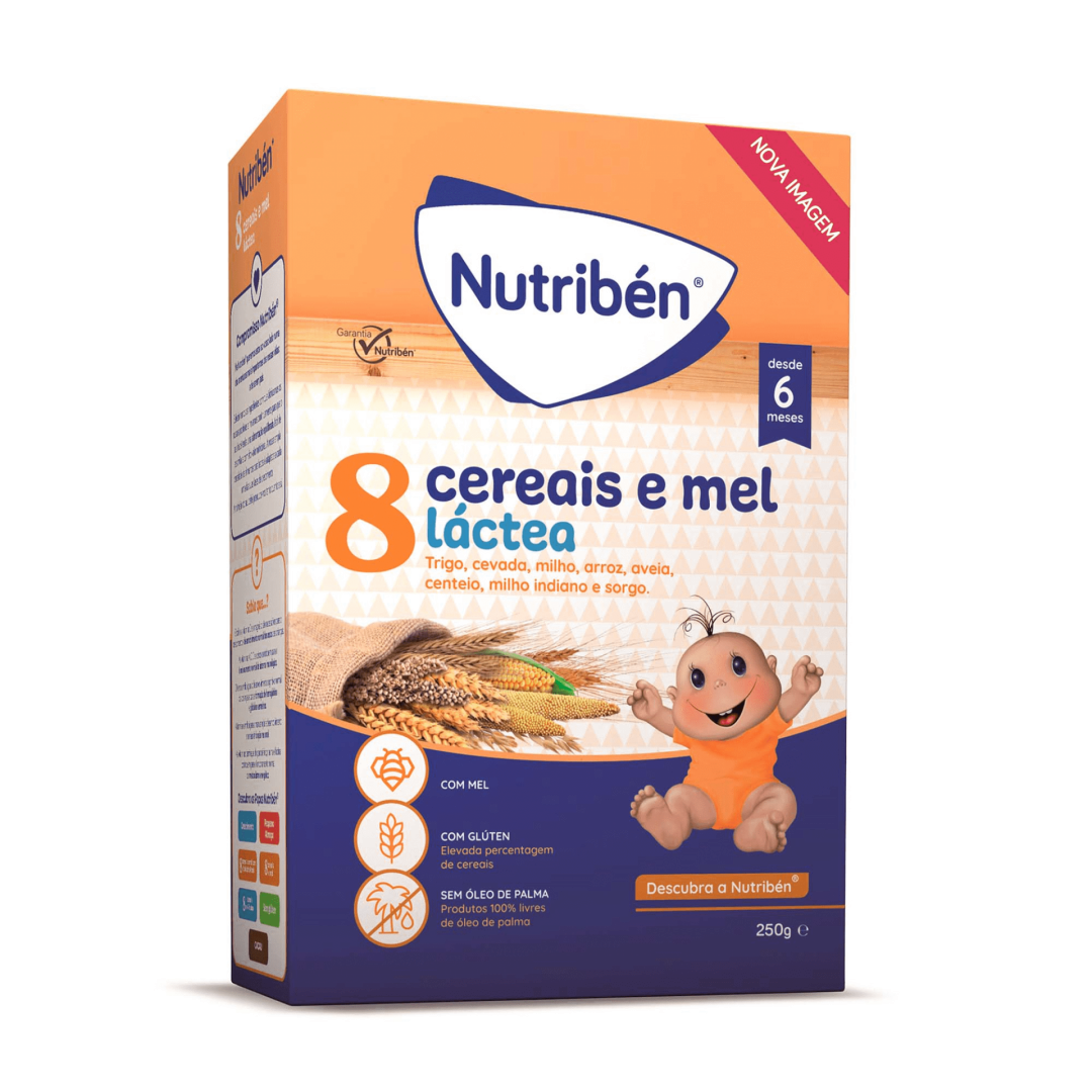Nutribén Papa Láctea 8 Cereais e Mel, 250g, +6M