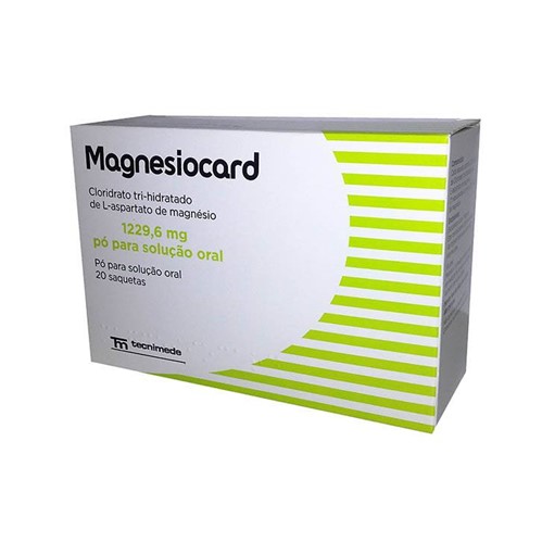 Magnesiocard, 1229,6 mg x 20 pó solução oral saqueta