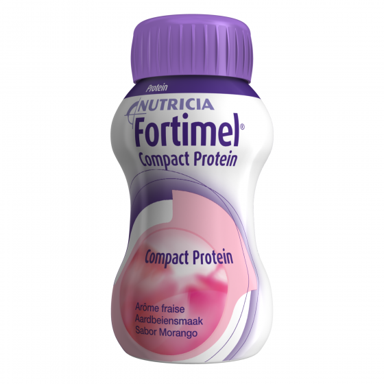 Fortimel Compact Protein Morango Pack de 4 garrafas, 125 ml cada.