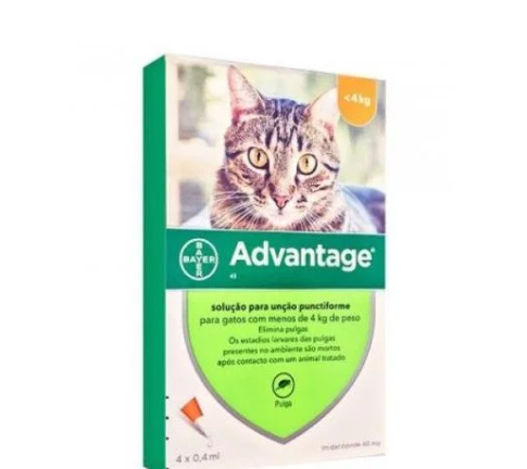 Advantage Gatos <4Kg 0,4mlx4 Pipetas Solução Punctiforme