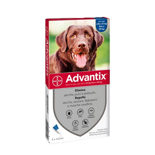 Advantix Cães 25-40Kg 4mlx4 Pipetas Solução Punctiforme