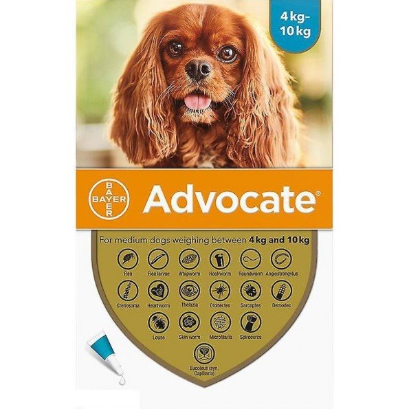 Advocate Cães 4-10kg, 100/25mg 1mlx3 Pipetas Solução Punctiforme