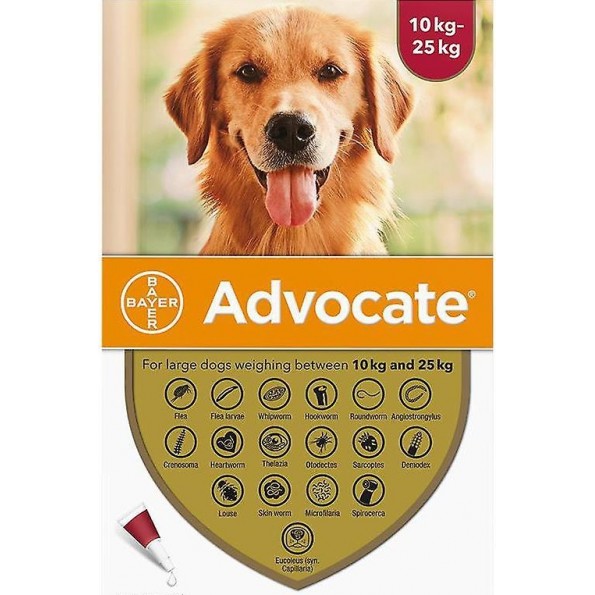 Advocate Cães 10-25kg, 250/62,5mg 2,5mlx3 Pipetas Solução Punctiforme