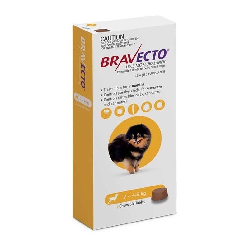 Bravecto Comprimido Mastigável Cães 2-4.5 kg x1 comprimido