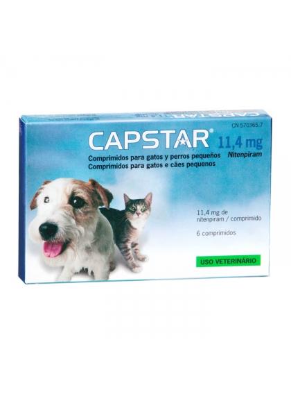 Capstar 11,4 Mg para Cães e Gatos Pequenos x6 Comprimidos