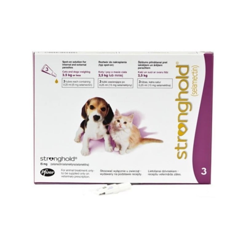Stronghold Solução Spot On 15mg/0.25mL x3 Pipetas Solução punctiforme