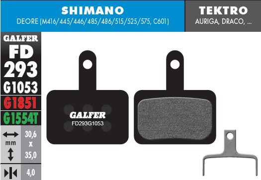 PASTILLAS GALFER - Shimano MT200, serie M300, MT400, MT500, Tektro y TRP (STANDARD)