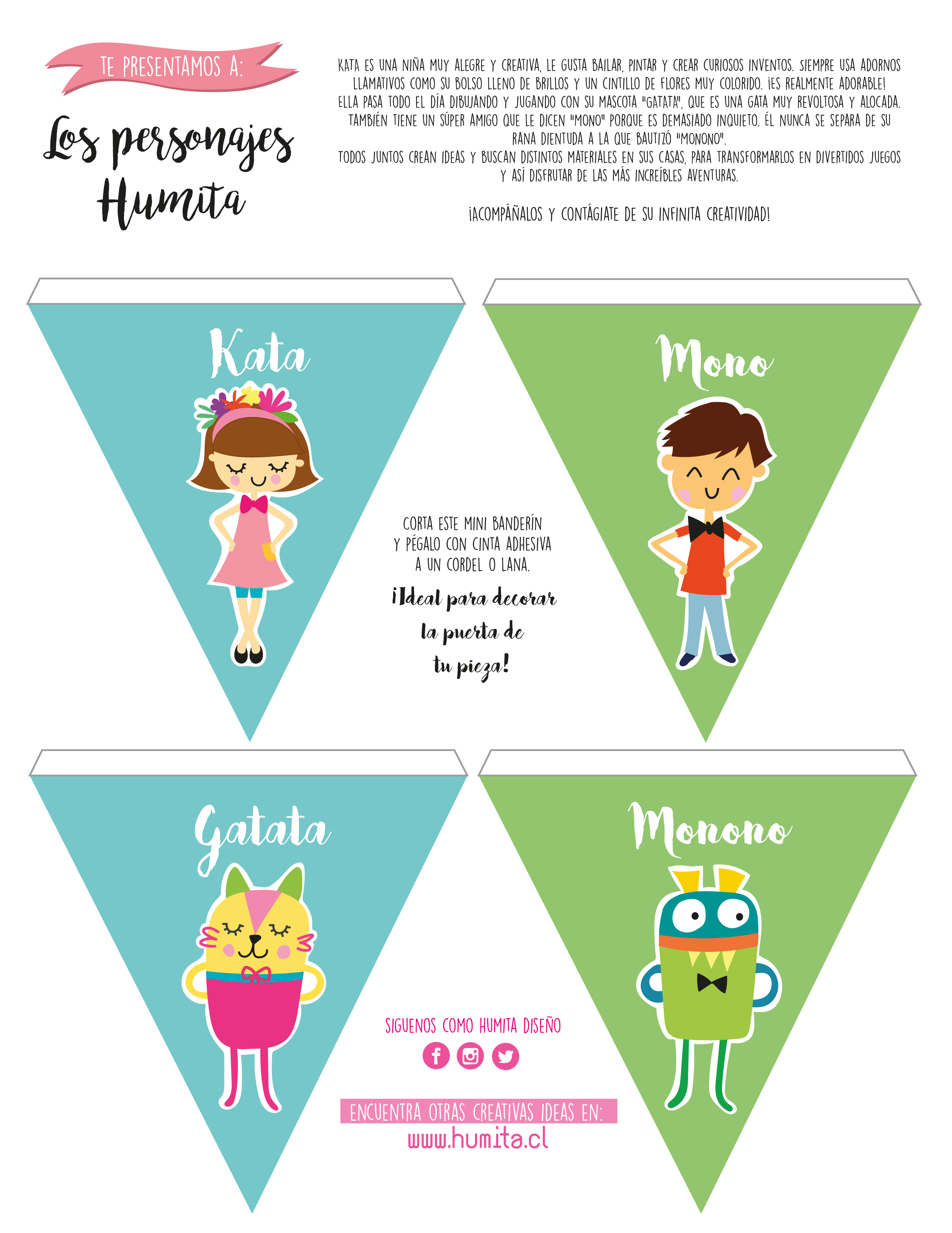 Personajes Humita en banderín DIY